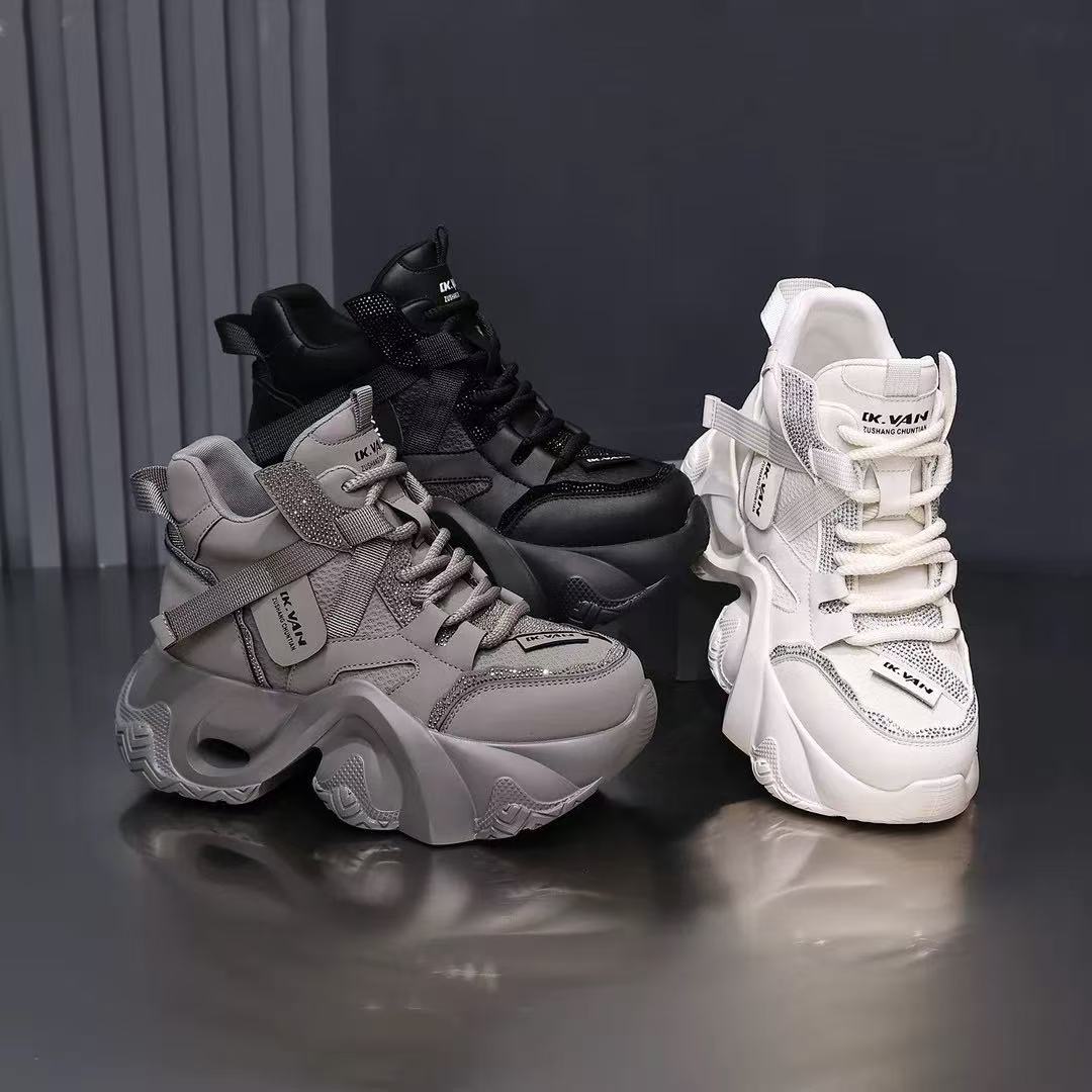 厚底老爹鞋女2025秋季新款时尚百搭增高休闲运动透气松糕老爹鞋