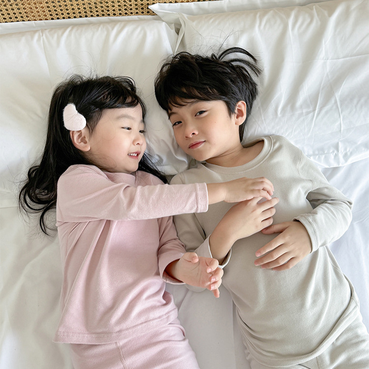 纯棉儿童280克磨毛棉男女中大童无骨内衣套装保暖家居服秋衣秋裤