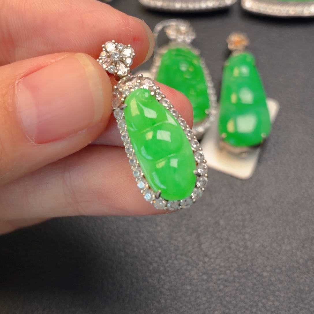 翡翠银S925镶嵌吊坠(不含链)