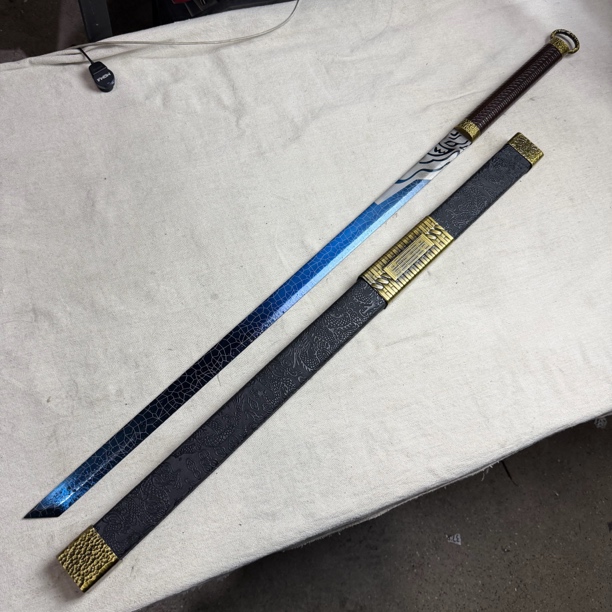 3792 龙泉昊天宝剑高锰钢唐横刀实木包皮未开刃