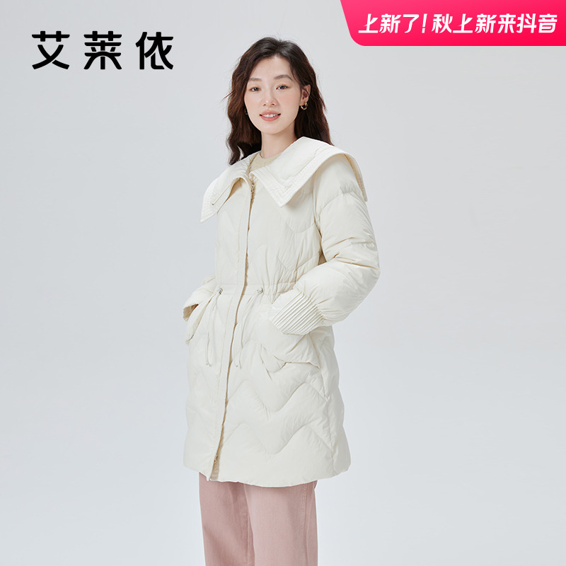 艾莱依新款甜美翻领女士时尚百搭休闲显气质冬季外套【1390】