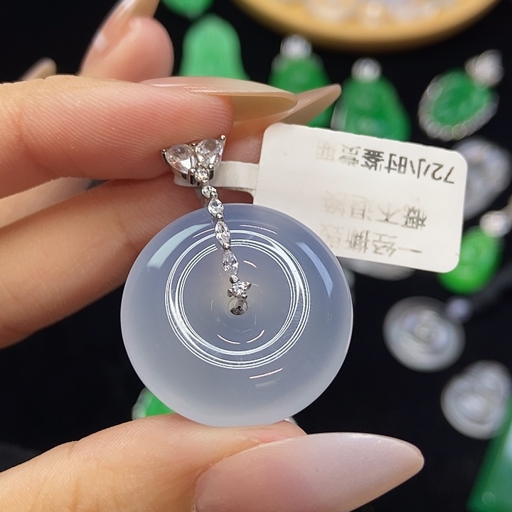 小****玛瑙/玉髓银S925镶嵌颈饰紫平安扣