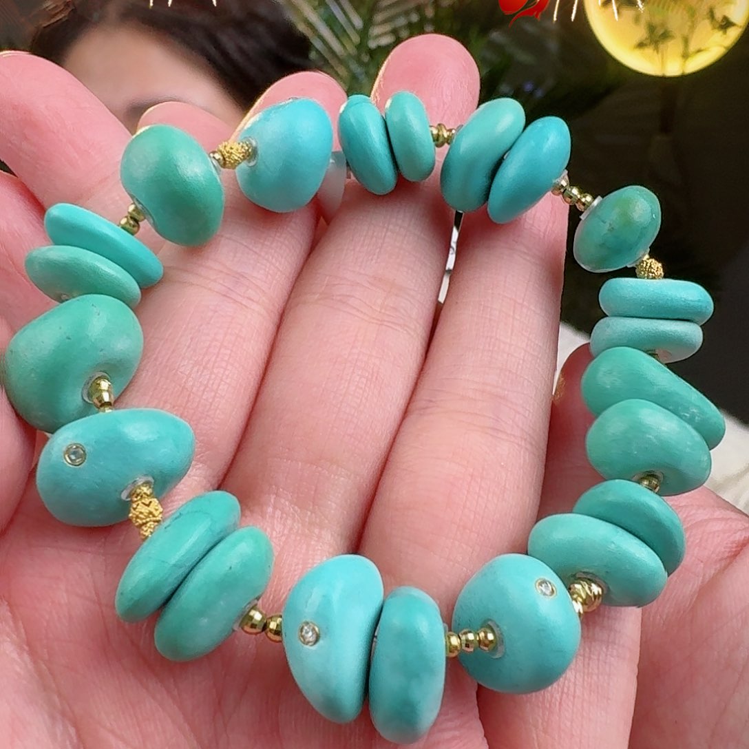 绿松石珠宝奇石18K金镶嵌