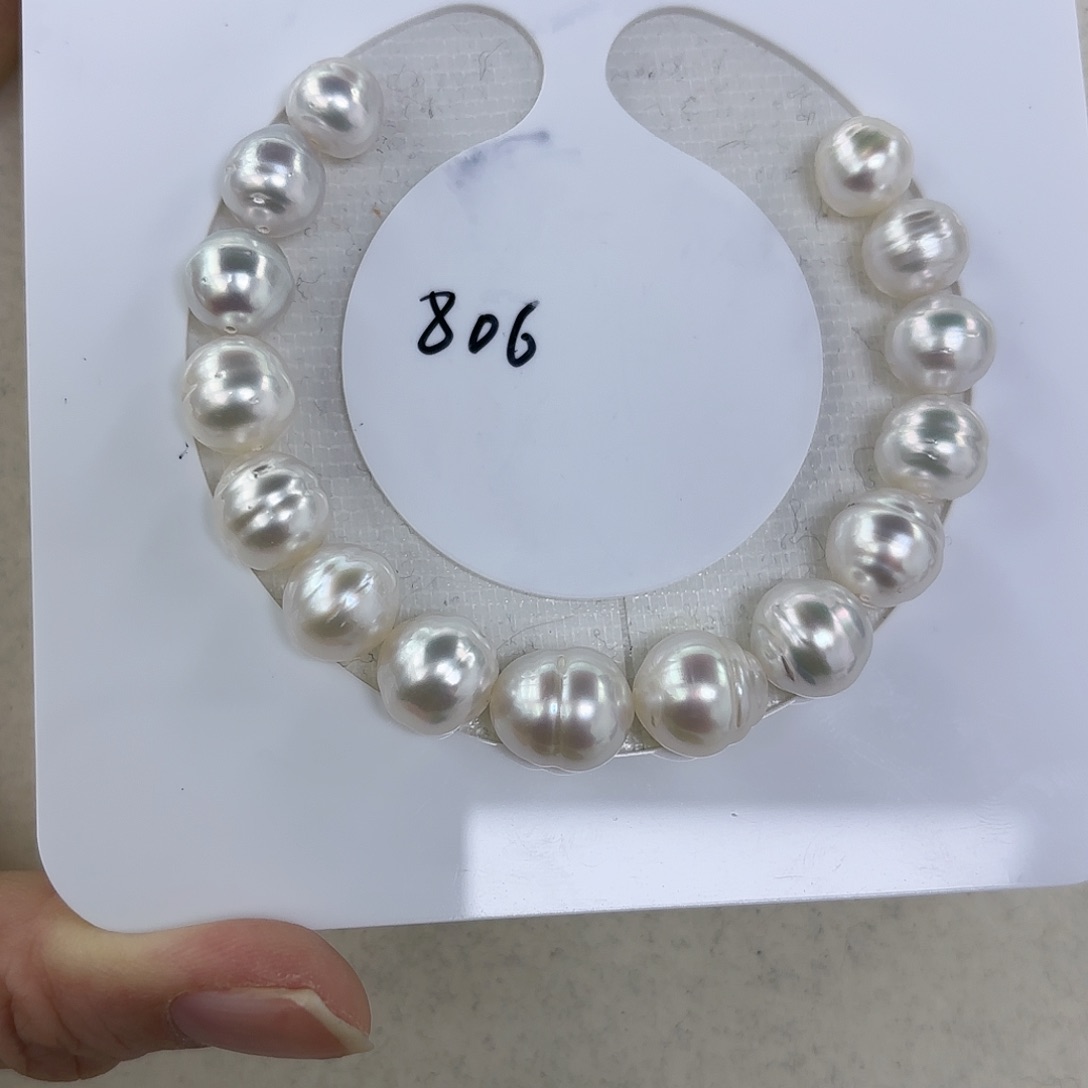 定制海水珍珠手链未镶嵌8-12m m澳白手串