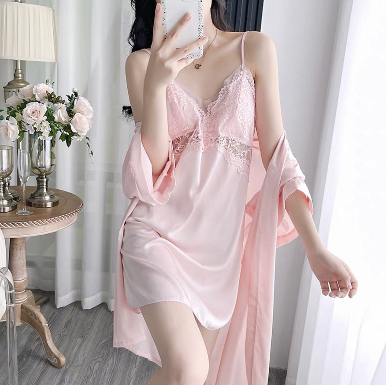 2025网纱蕾丝美背冰丝睡衣睡裙性感新款家居服吊带爆款夏季