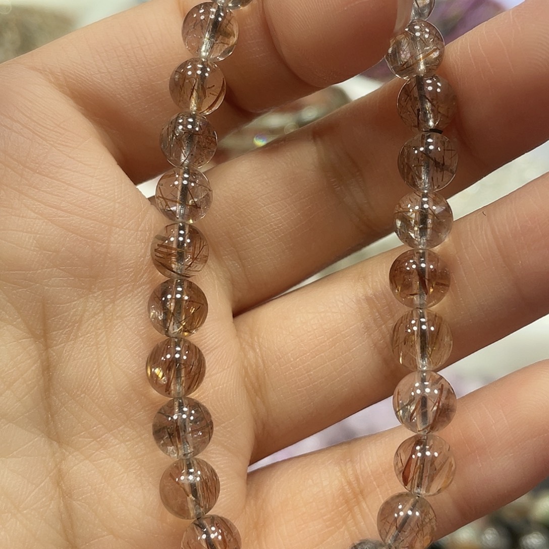 未镶嵌水晶手串黑金超七7Ｍ