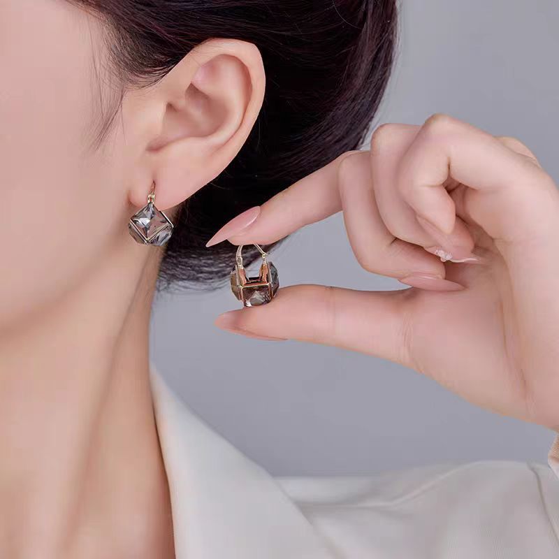 铜合金耳饰 块耳扣时尚个性冷淡风耳环立方体高级气质耳饰N3606