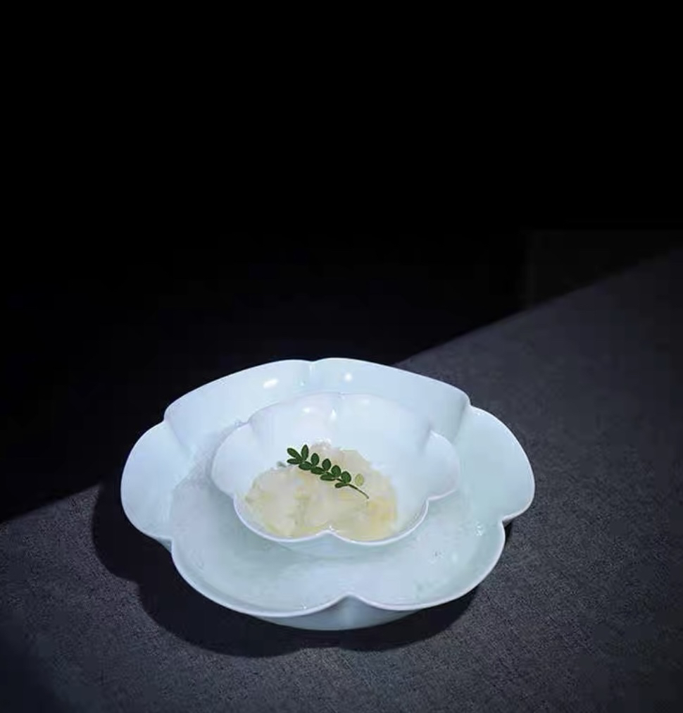至上：景德镇海棠碗冷菜盘沙拉刺身盘水果碗商用意境陶瓷餐具手工