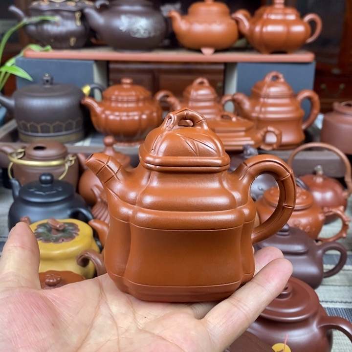 茶壶紫砂四方竹鼎150-200-260-350cc原矿赵庄朱泥特价