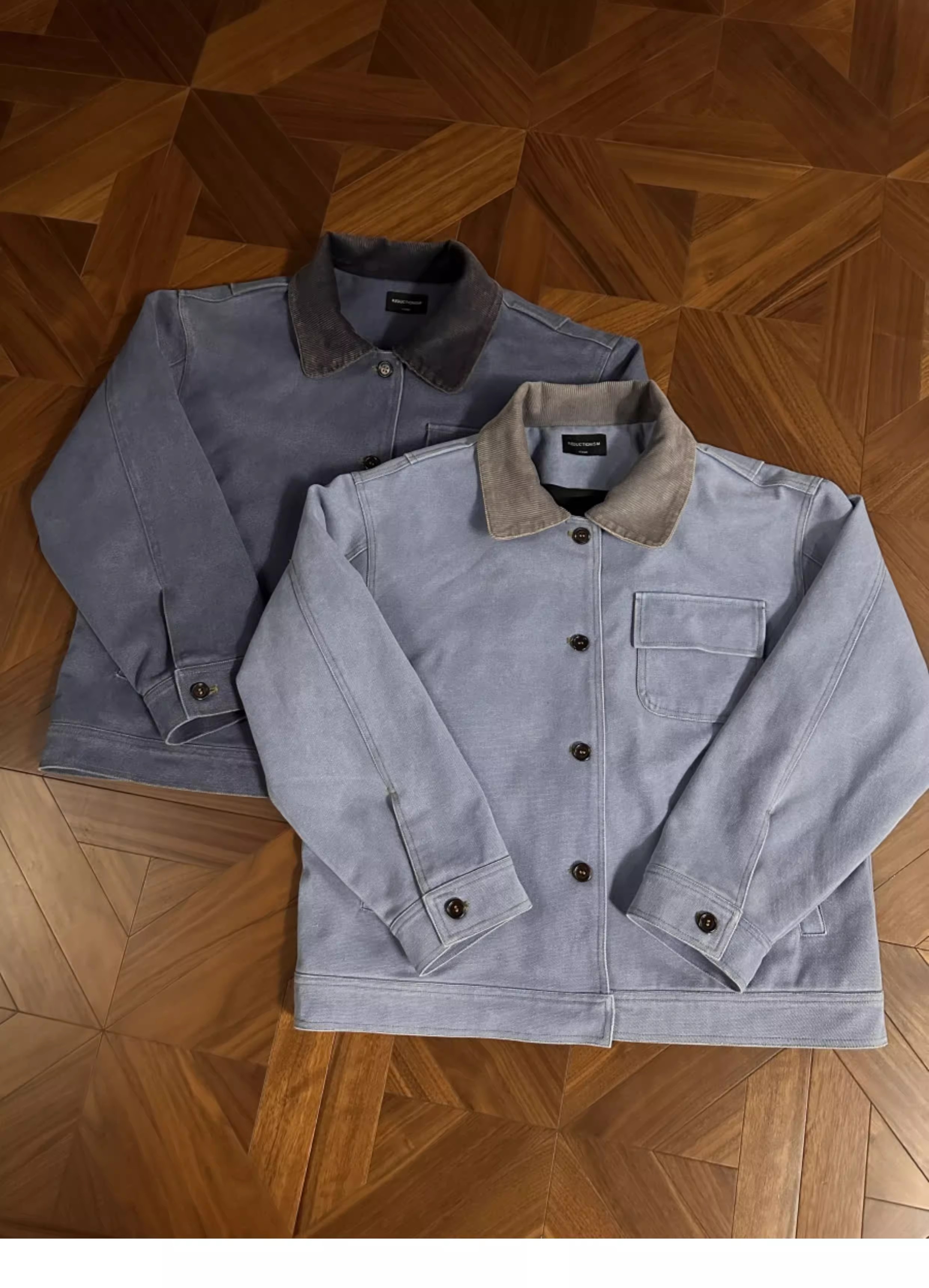 RTIMFD 冰川蓝底特律水洗帆布夹克 cleanfit炒盐做旧短宽Boxy外套