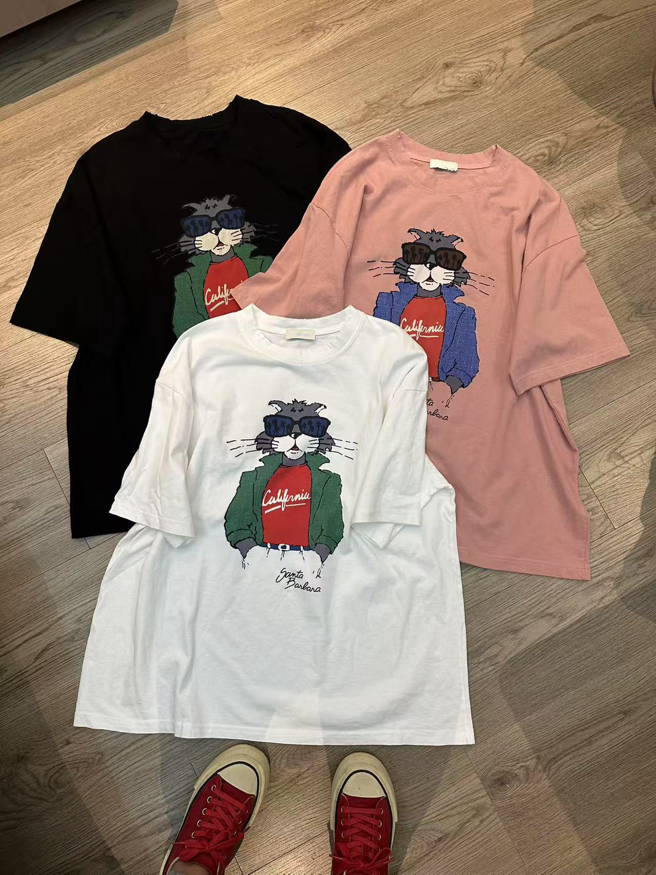 【不得不爱】2025新款韩系时尚百搭卡通印花休闲宽松短袖T恤