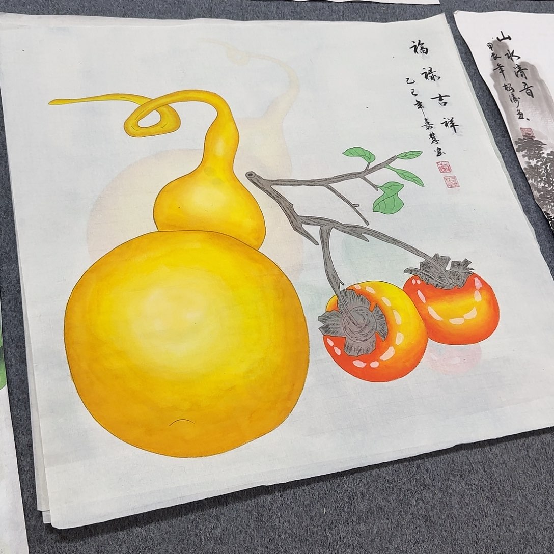 国画尺寸70X70手绘作品