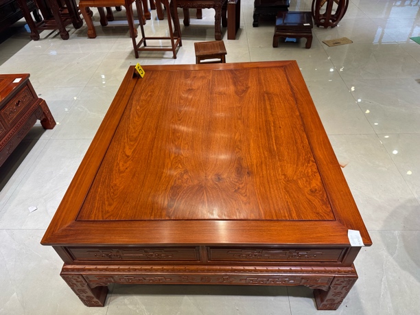 刺猬紫檀大平几家用雕花四抽契形