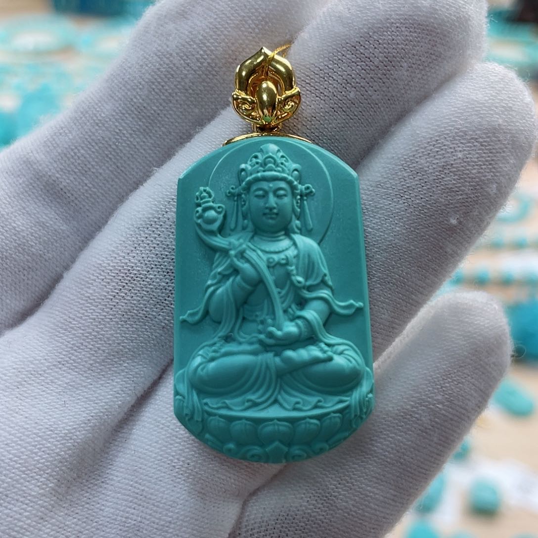 绿松石珠宝奇石18K金镶嵌