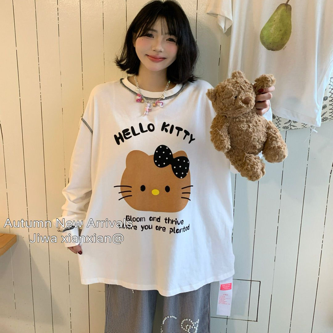 吉娃秋季新款Hello Kitty卡通印花短袖T恤搭配活力十足18961