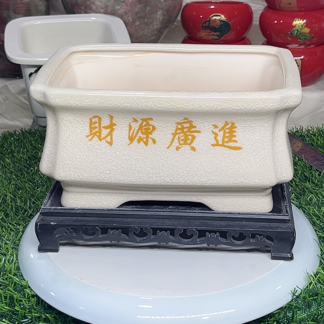 陶瓷绿植多肉微瑕花盆外口径：20*13*10.5