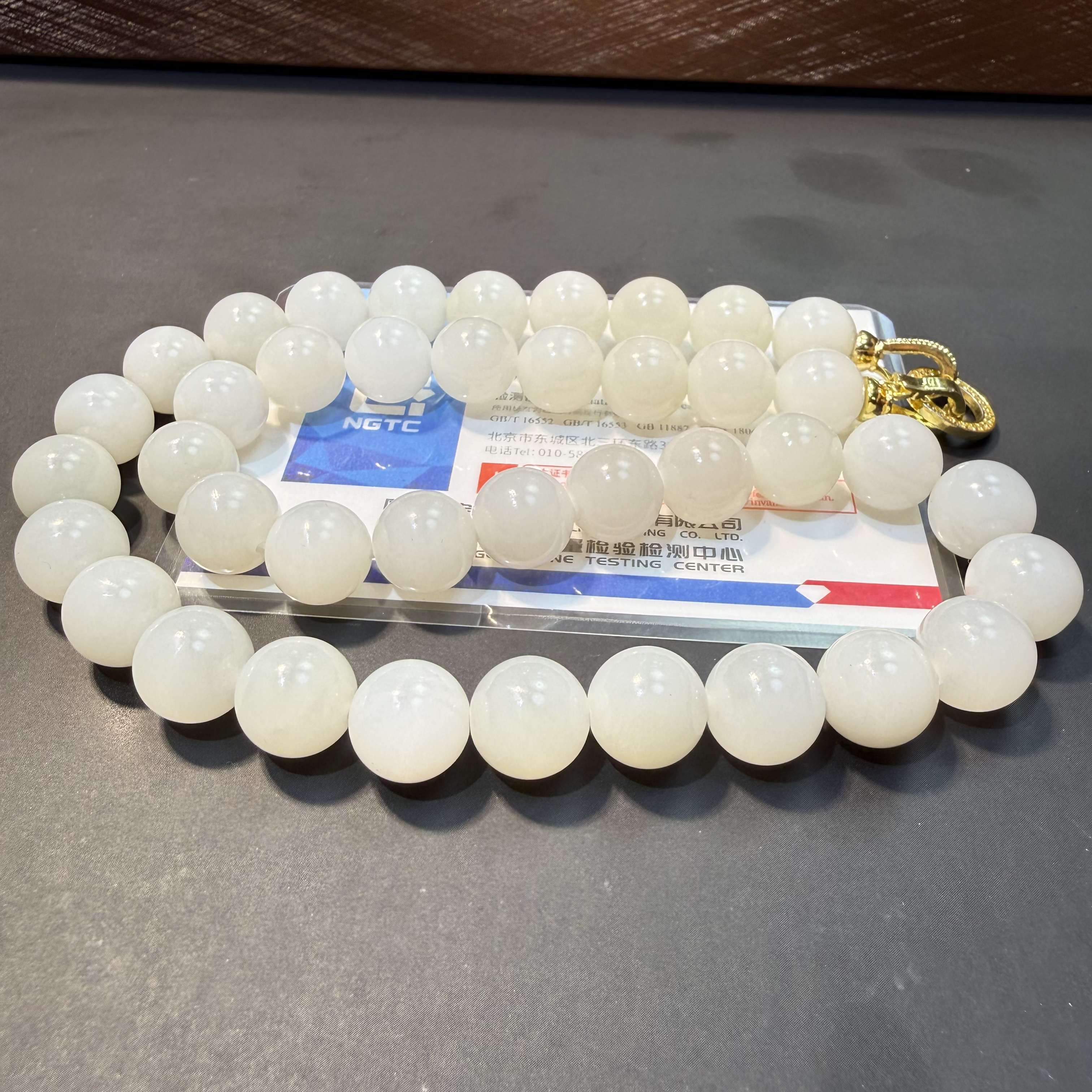 和田玉白玉圆珠卡12mm百搭时尚妈妈链高端大气正品保天然料子细腻
