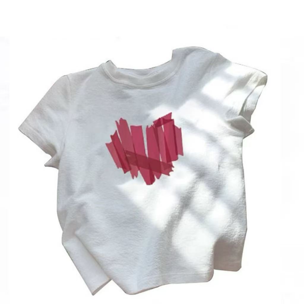 精品百搭ins休闲女装上衣潮流夏季新款79-89白色短袖印花圆领t恤