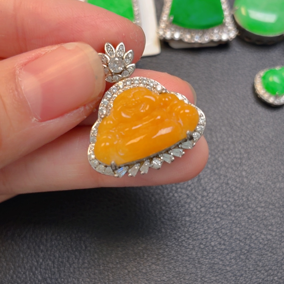 翡翠银S925镶嵌吊坠(不含链)