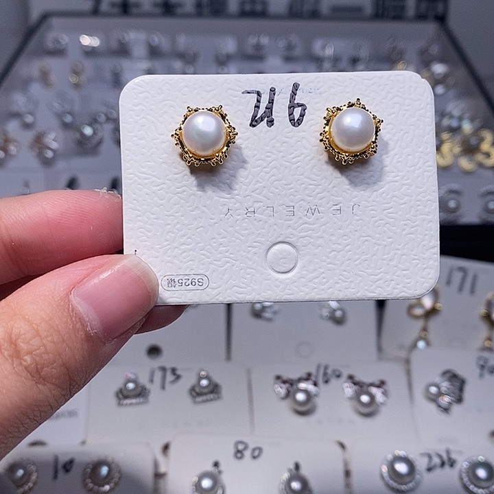 耳饰淡水珍珠银S925镶嵌