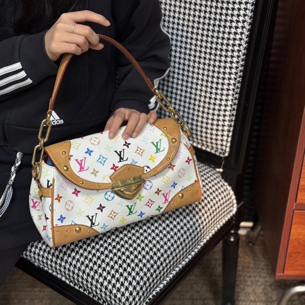 95新 LouisVuitton/路易威登 阿白奢品/LV 中号白三彩梦露单肩包
