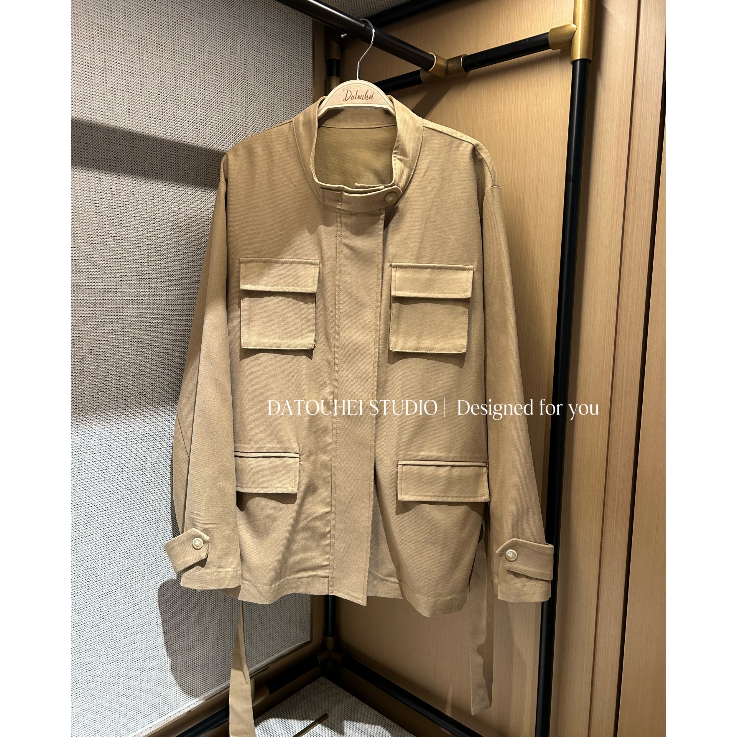 大头黑STUDIO【暮色公路】2025女春麻感工装风口袋外套D225X01170