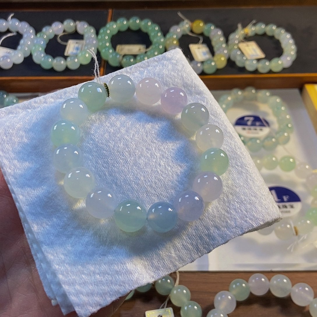 定制翡翠未镶嵌翡翠手串卡12+