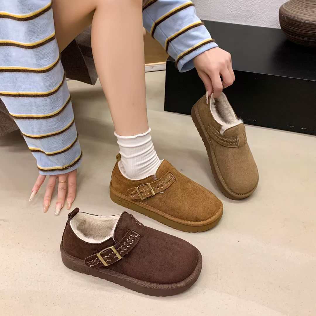 舒适韩系百搭复古文艺冬季加绒勃肯鞋（软底防滑）