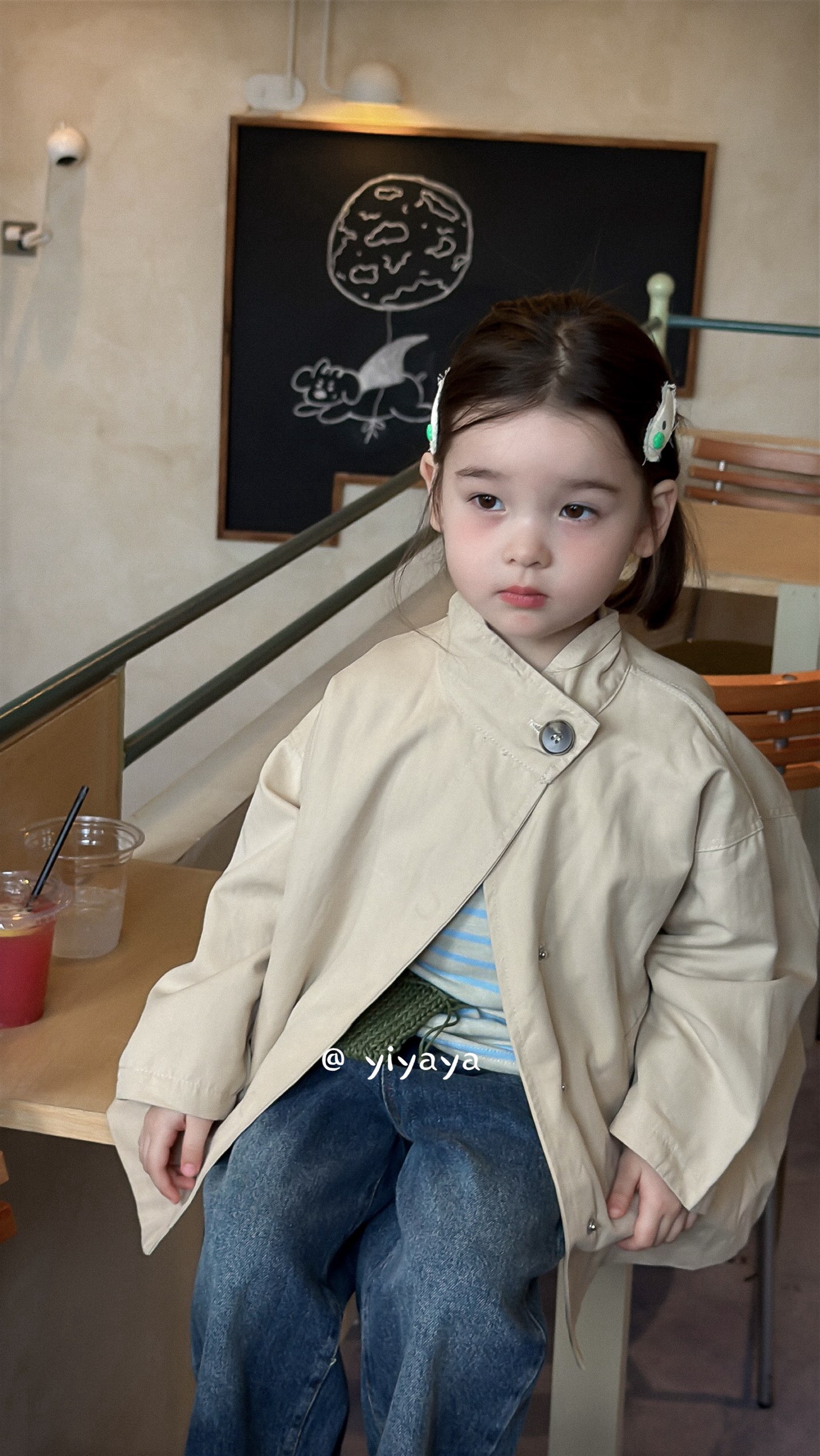 【YIYAYA】25秋～女童韩版立领风衣外套81115