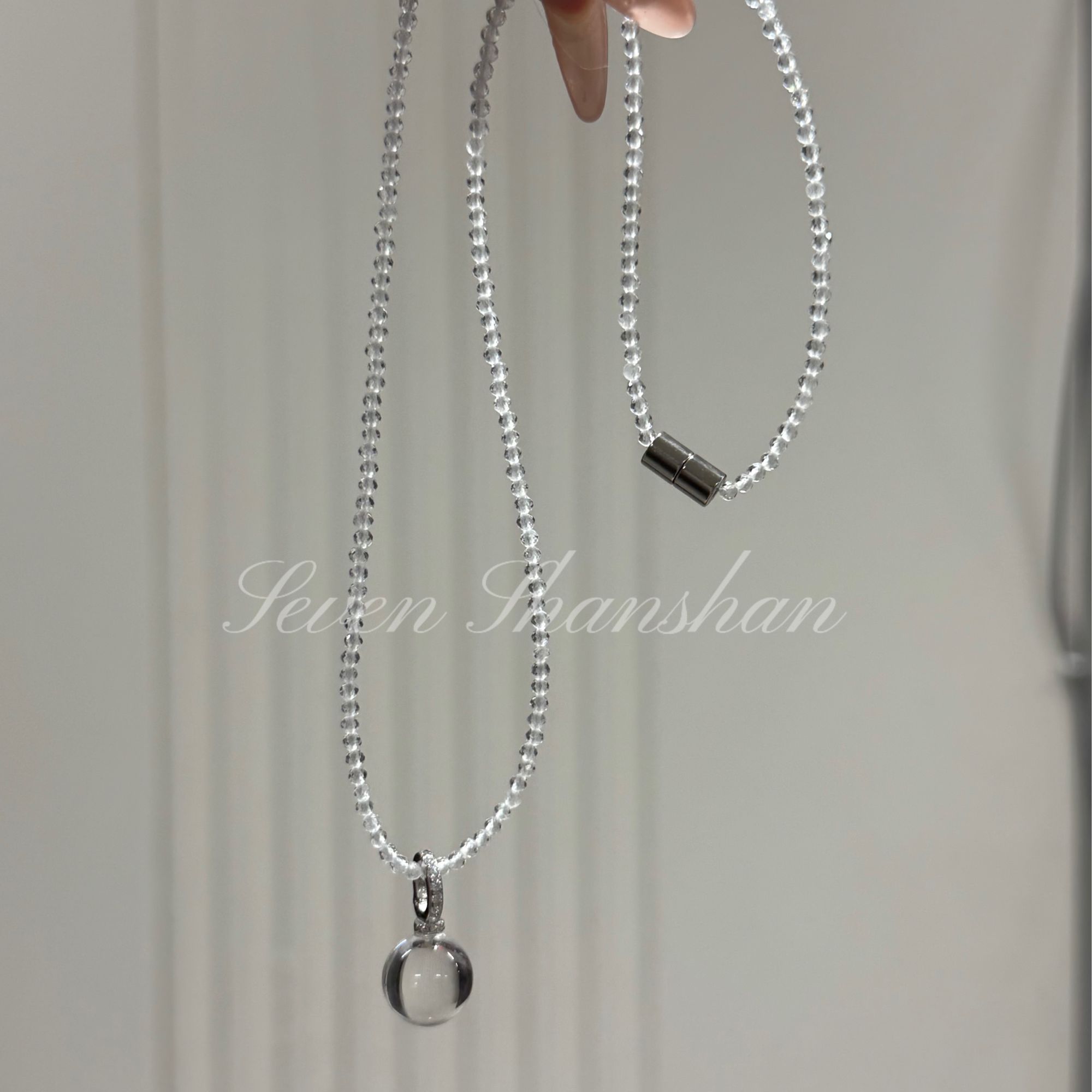 天然8A白水晶锁骨链吊坠简约高级百搭多样性发一上等白水晶手串