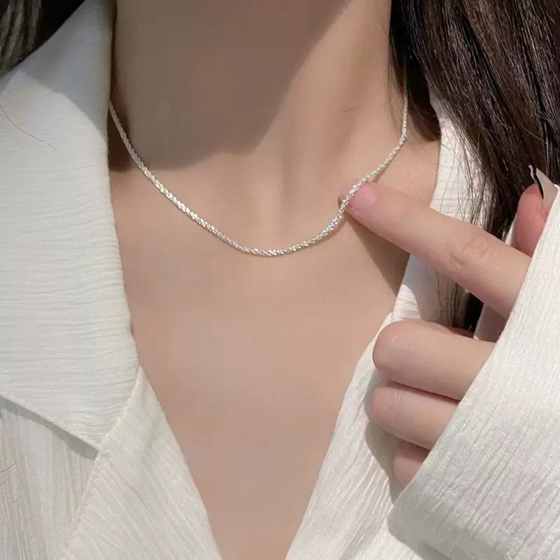 链子足银 波光粼粼满天星项链