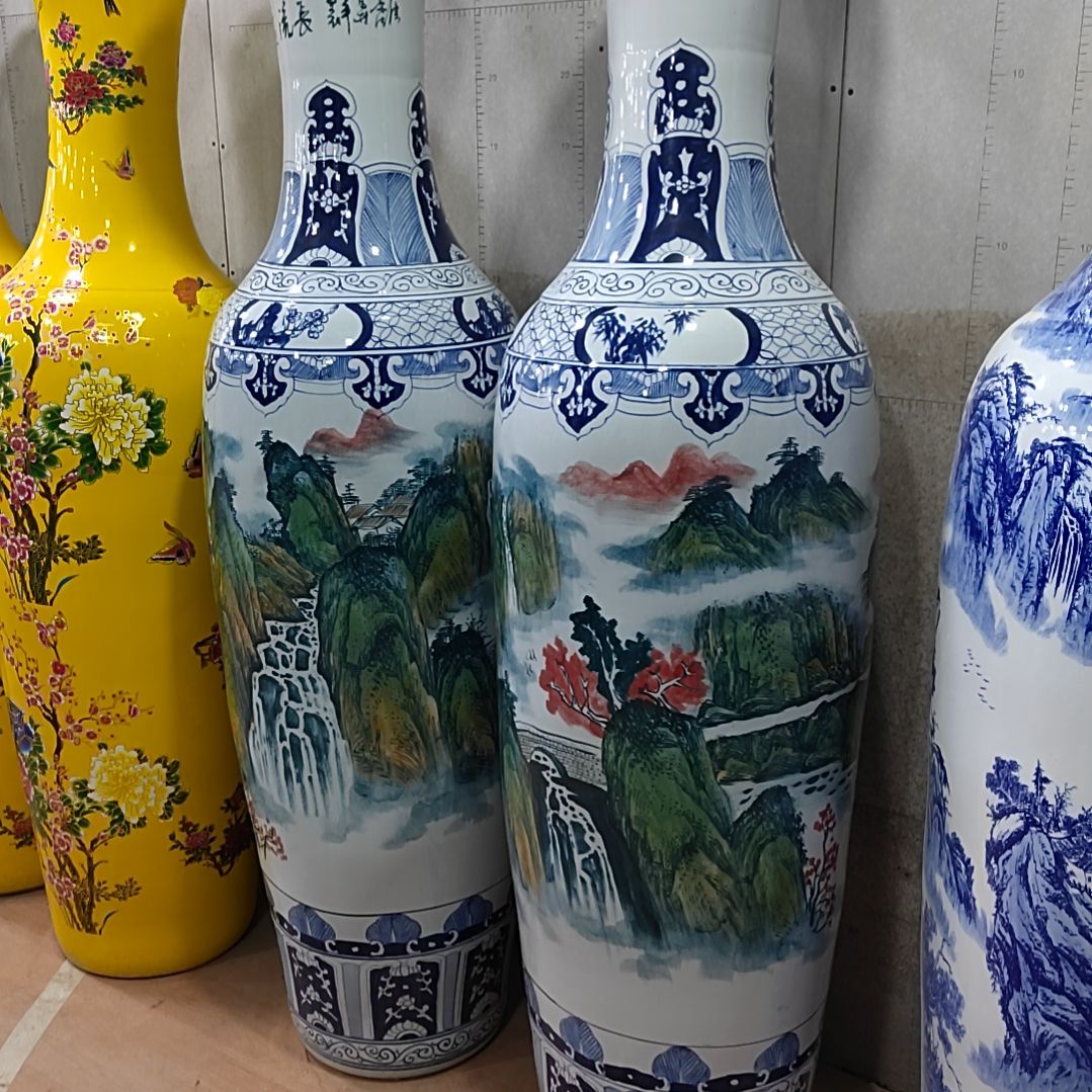 瓶景德镇陶瓷落地大花瓶手绘源远流长1.8米一对