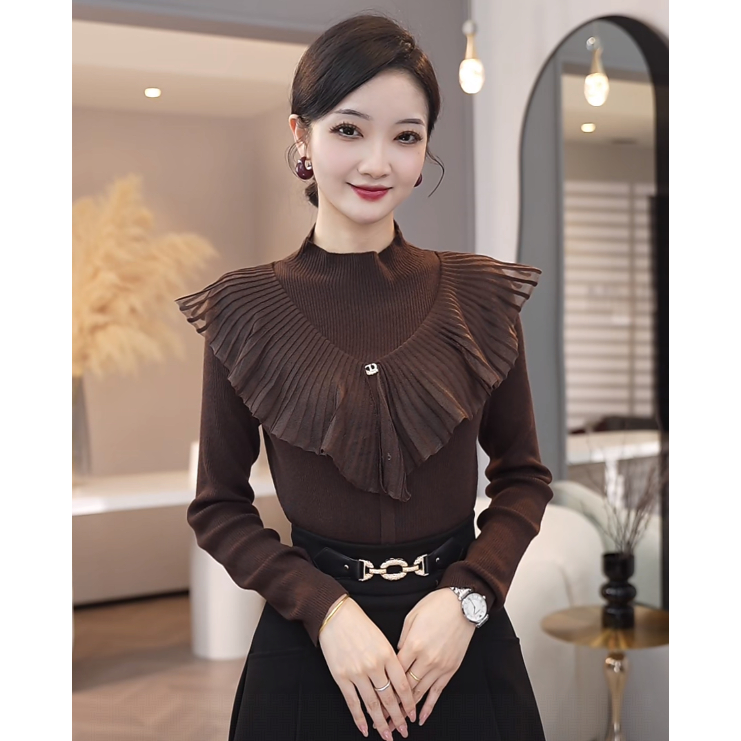 2026秋冬新款【8441】含绵羊毛飞飞袖针织衫上衣千金风内搭毛衣女