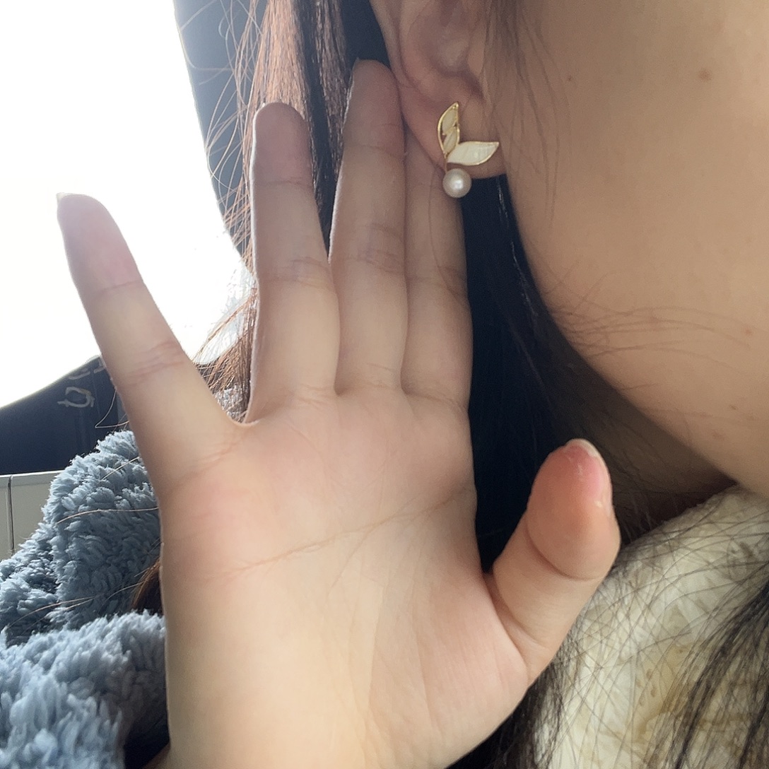 耳饰银S925镶嵌淡水珍珠