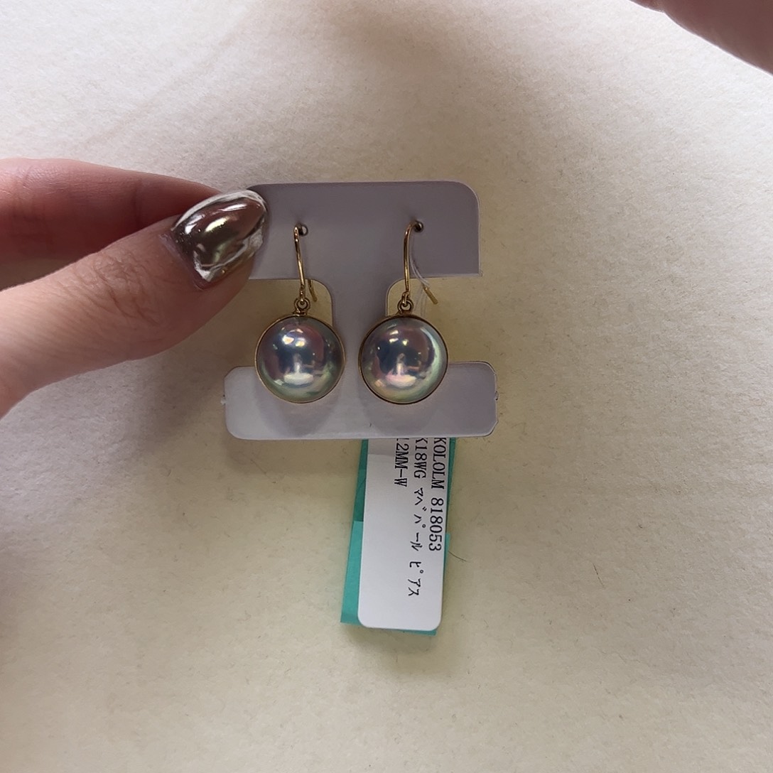 耳饰18K金镶嵌拼合珍珠（马贝珠）