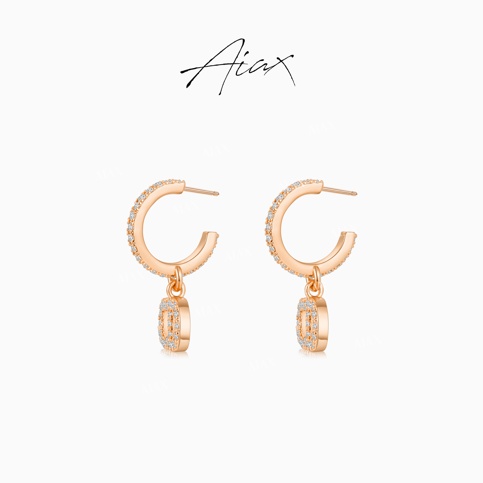 AIAX 618 奢华镂空气质时尚设计百搭简约字母耳环TSL850