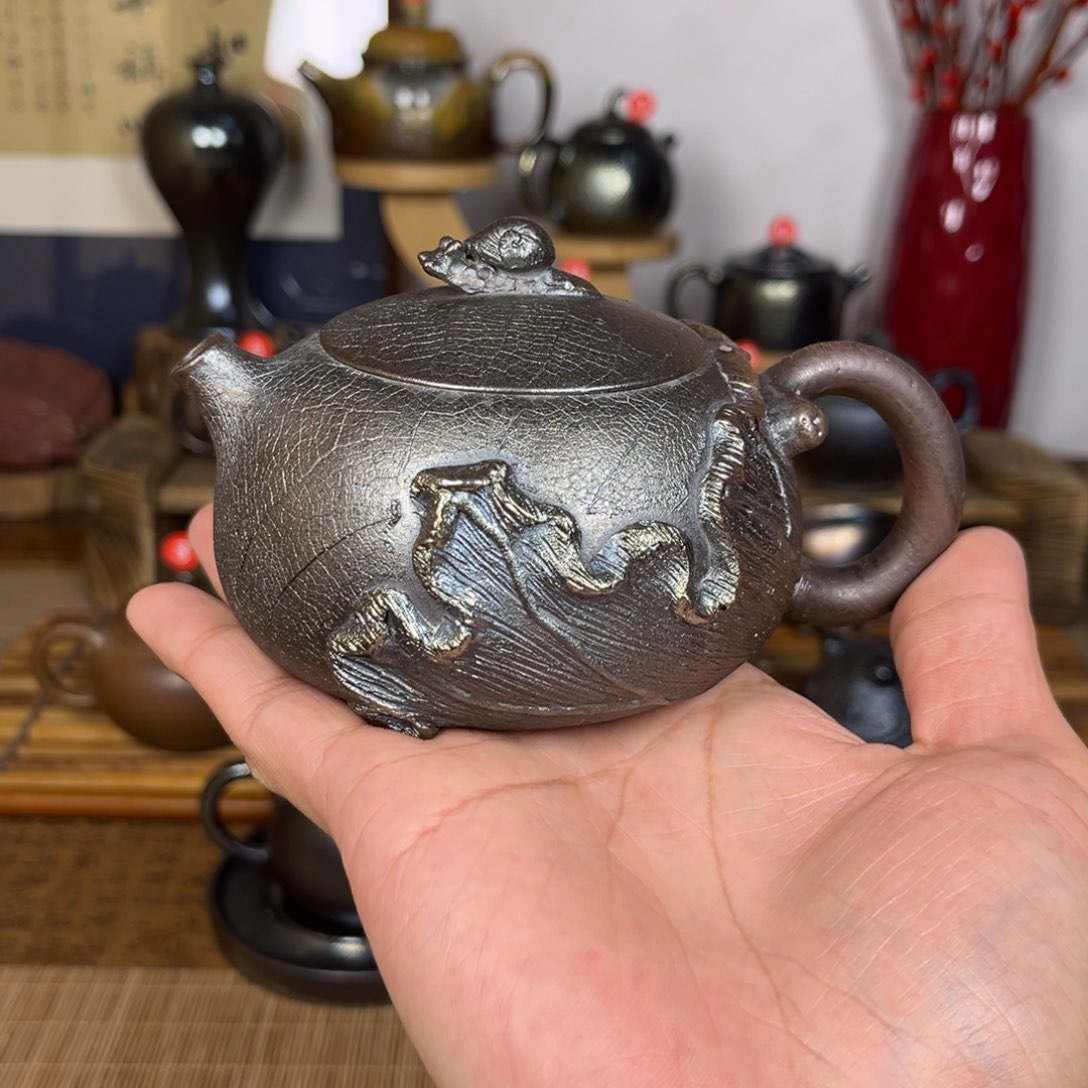 壶微瑕仿生工艺220cc捡漏紫泥柴烧