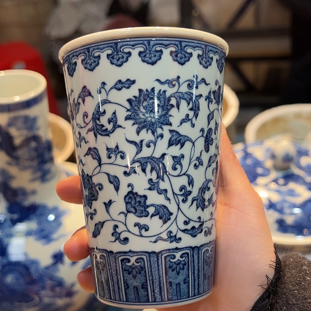 钟家窑缠枝柴窑可乐杯杯