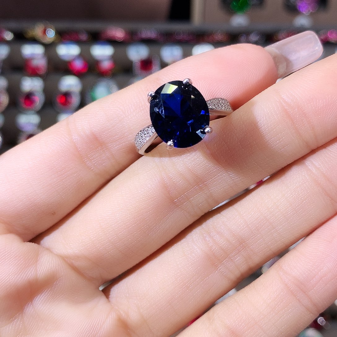 无925银皇家蓝色戒指