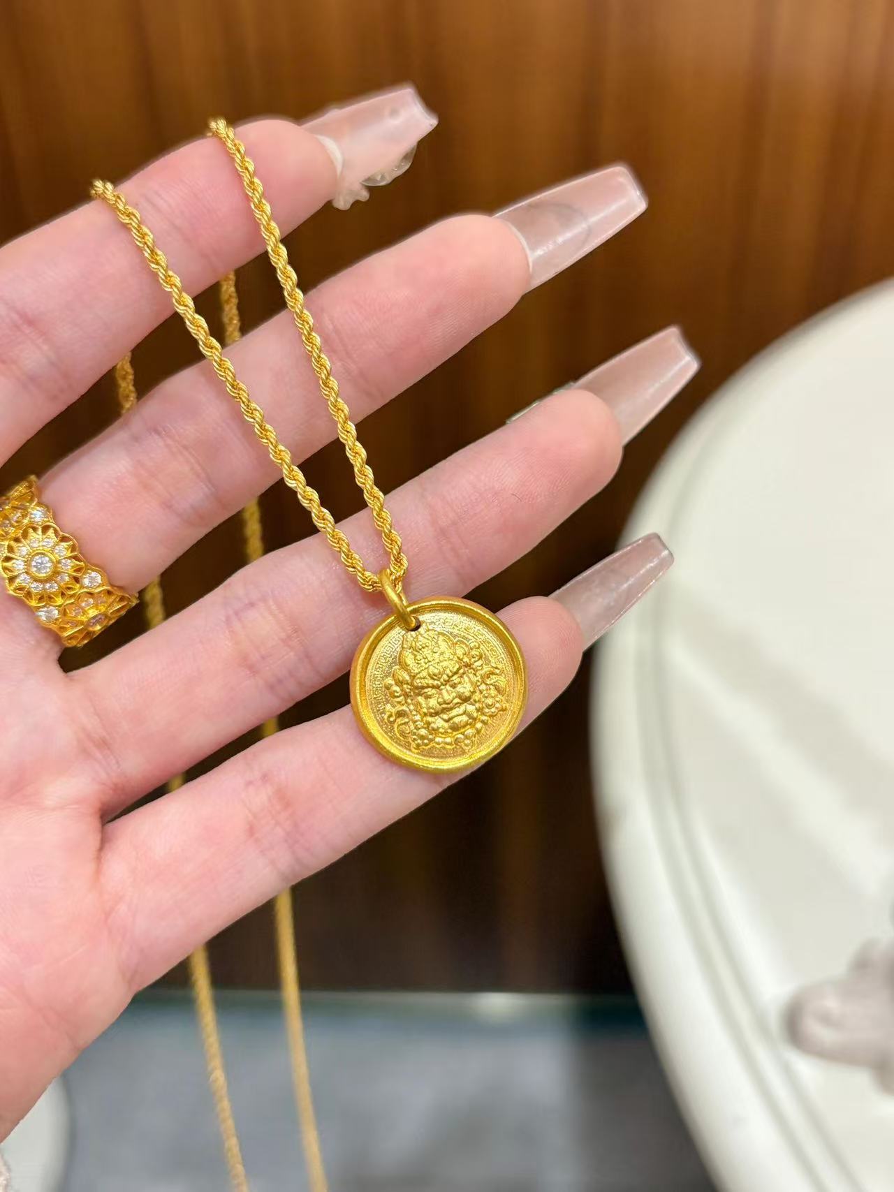 5D工艺足金999真金黄财神吊坠挂坠黄金首饰按克买多样发多退少补