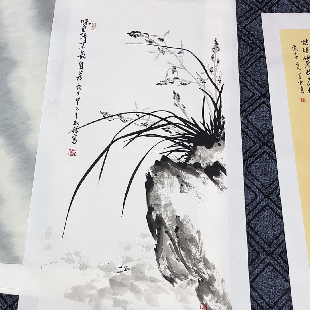 大***千国画墨谦老师三尺花鸟奇
