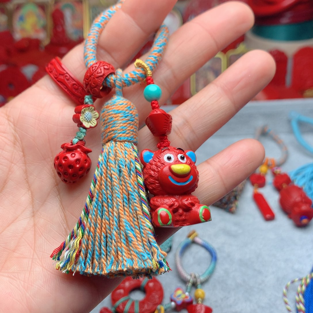 天然辰砂工艺品朱砂钥匙扣包包挂