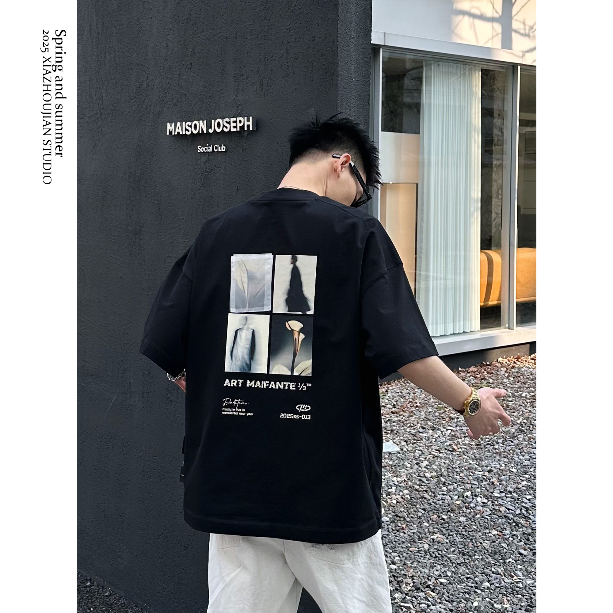 【譚星】25S/S ‘’生命力‘’印花拼欧根纱工艺TEE 高支双纱全棉短袖