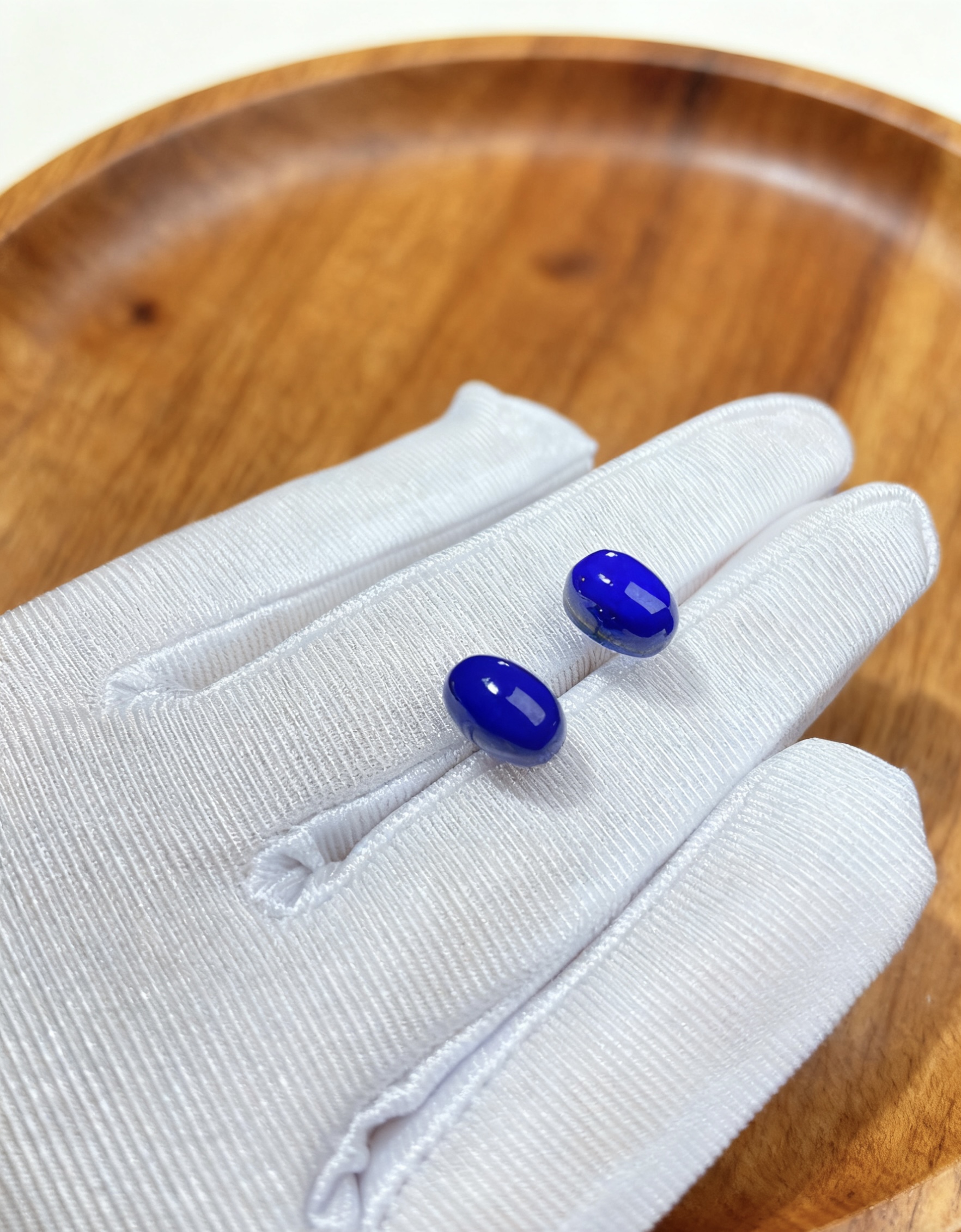 天然原矿青金石S925银镶嵌蛋面耳钉尺寸约10*7