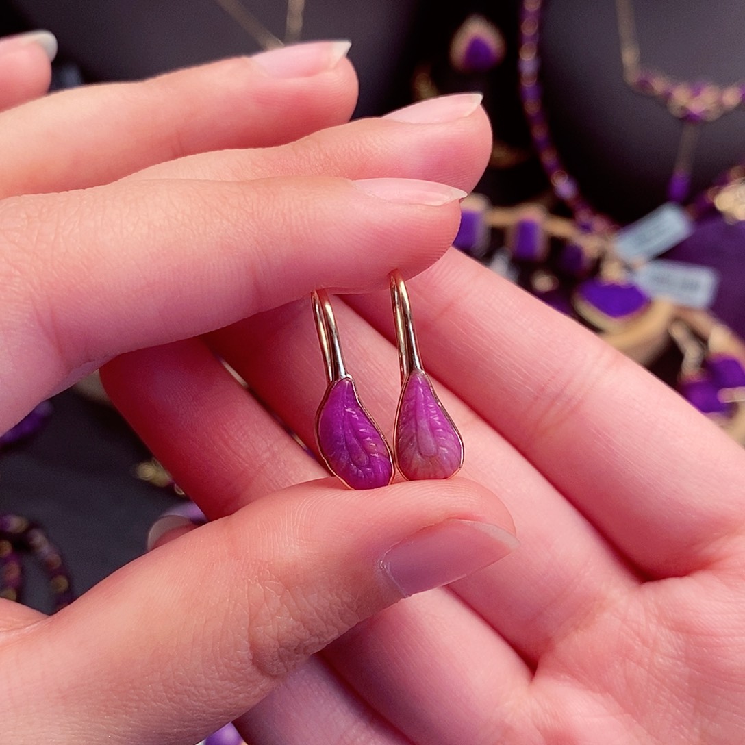 苏纪石（舒俱来）耳饰18K金镶嵌