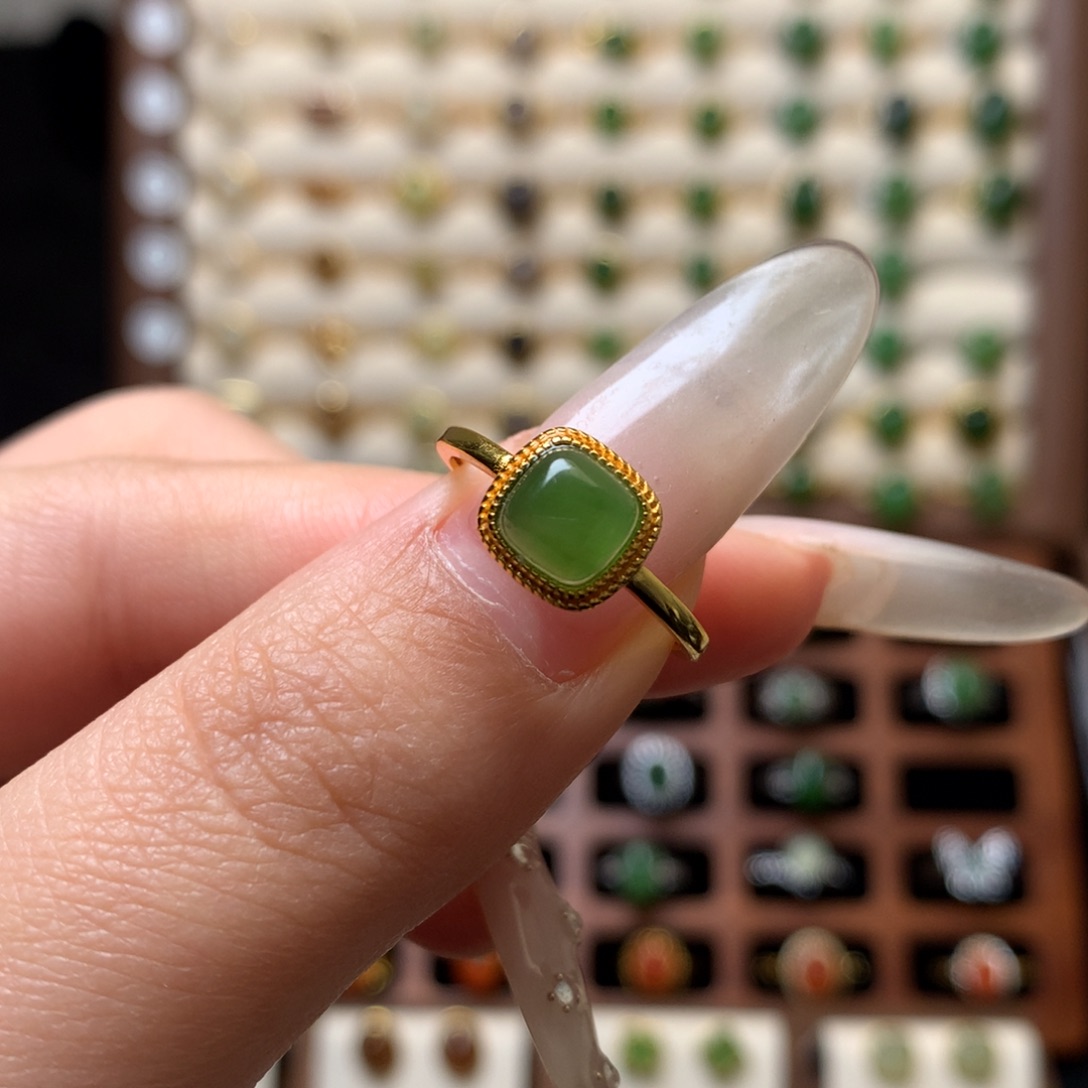 和田玉银S925镶嵌戒指