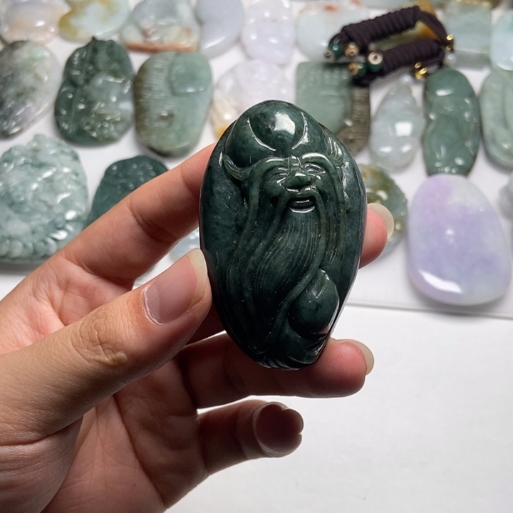 翡翠未镶嵌颈饰寿星33