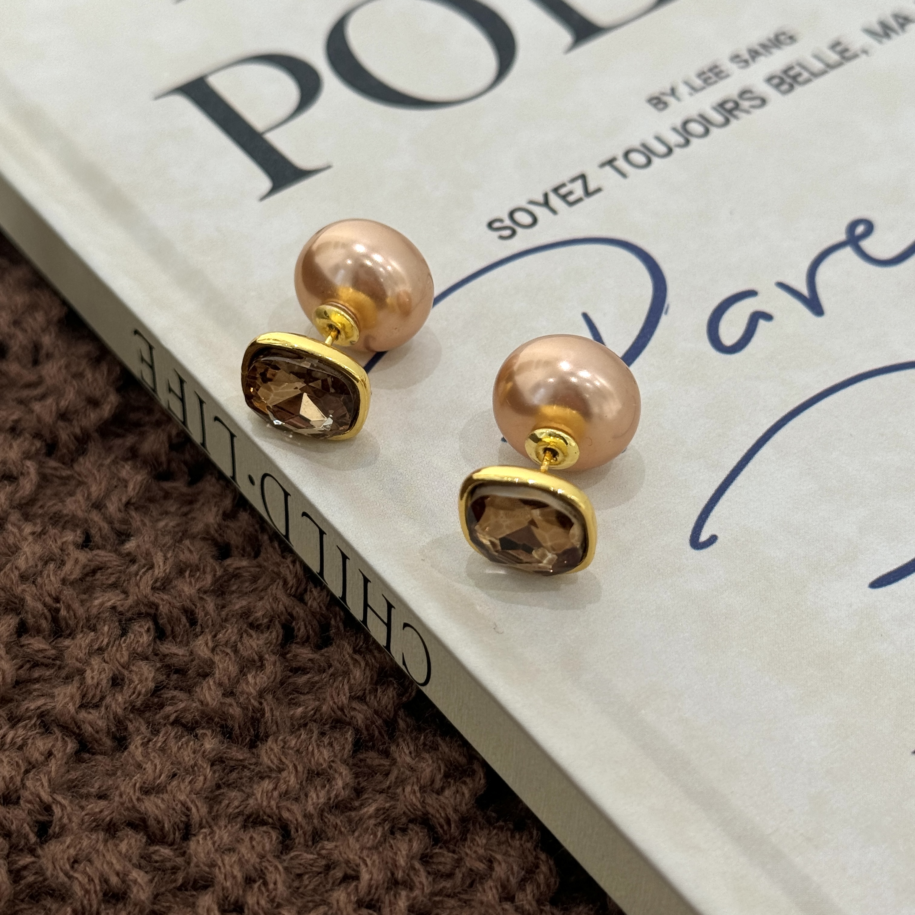 铜合金合成锆石耳饰 复古方糖闪钻耳环7100