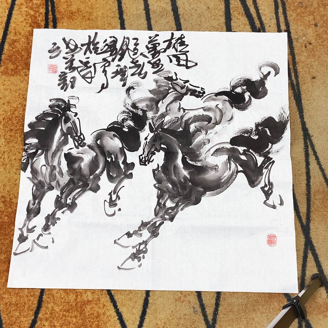 国画李雨轩手绘奔马68.68