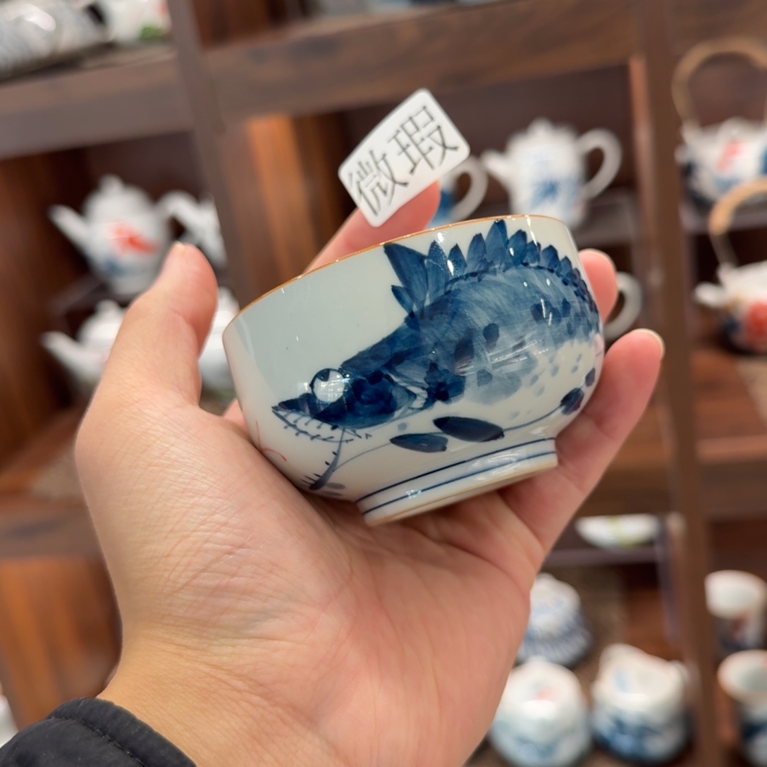 釉下手绘茶具微瑕